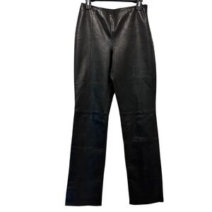 Vintage VAKKO Sport Black Genuine Leather Pants – Fully Lined, Side Zipper SZ 6